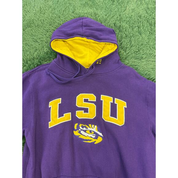 LSU Louisiana State University Pullover Purple | Yellow Sweatshirt Hoodie Medium - Picture 2 of 8